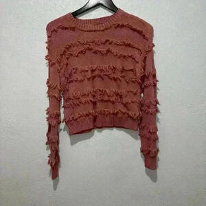 Mauve Fringe Ruffles Women's Love Tree Pink Sweater M